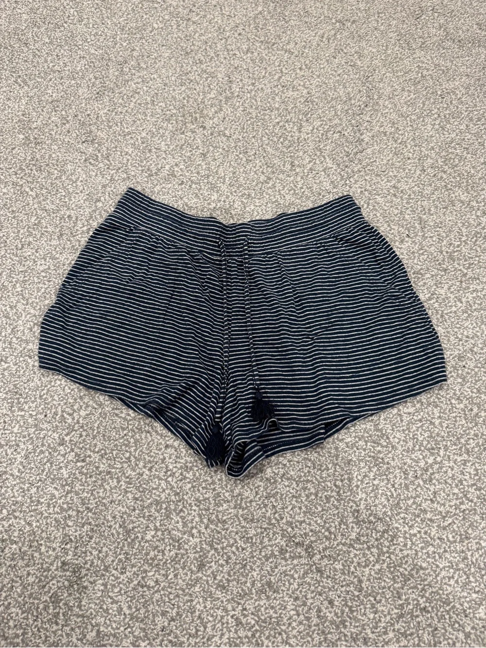 stars above Navy and White Striped Athletic Shorts